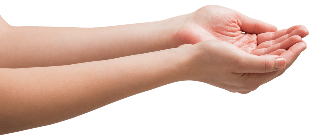 Caucasian Hands in Gesturing Posture with Transparent Background