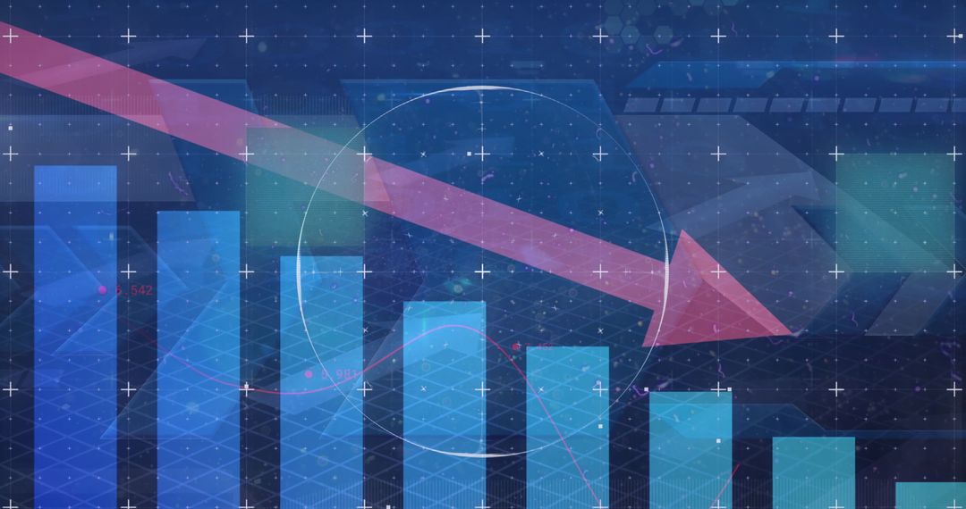 Digital Marketing Trends with Declining Graph and Data Visualizations