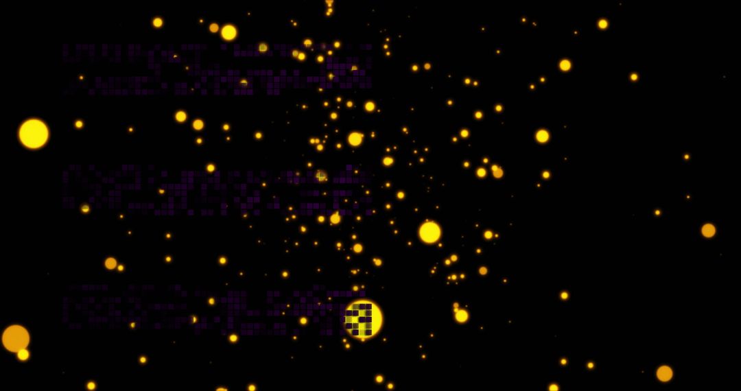 Bright Yellow Particles Floating on Black Background