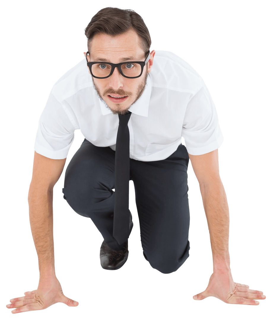 Transparent Ready to Race Businessman in Glasses