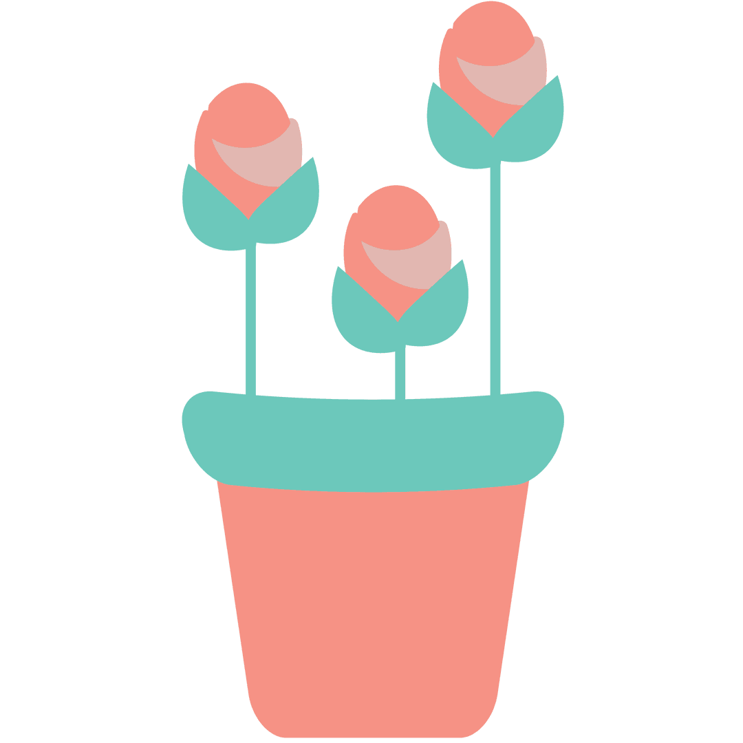 Vector Illustration of Flowers in Flower Pot on Transparent Background