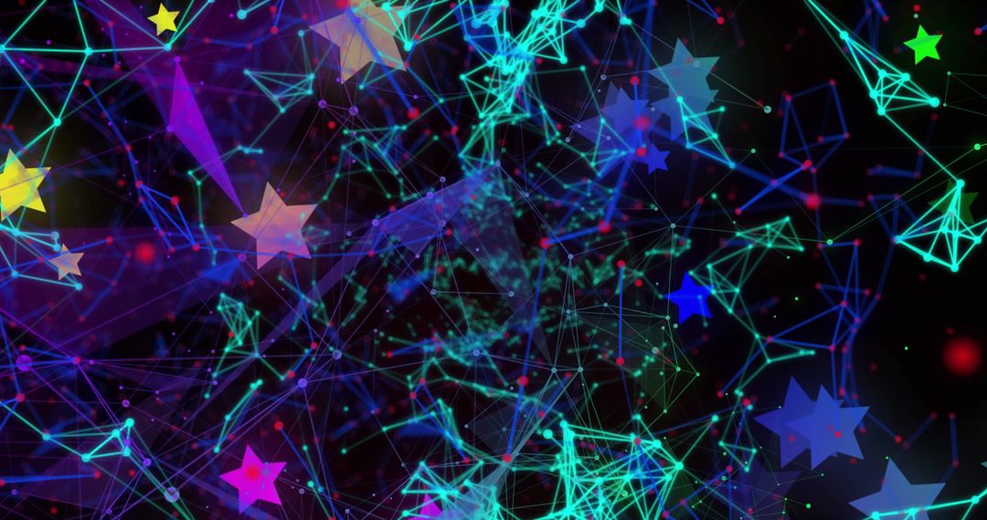 Abstract Digital Plexus with Colorful Stars Background