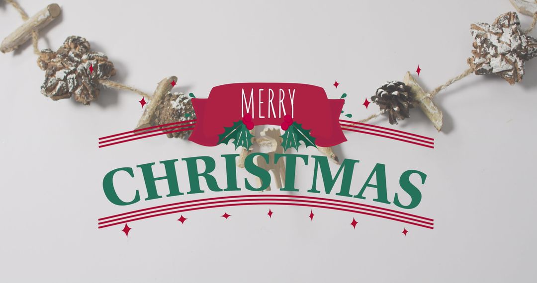Festive Merry Christmas Message with Rustic Ornaments