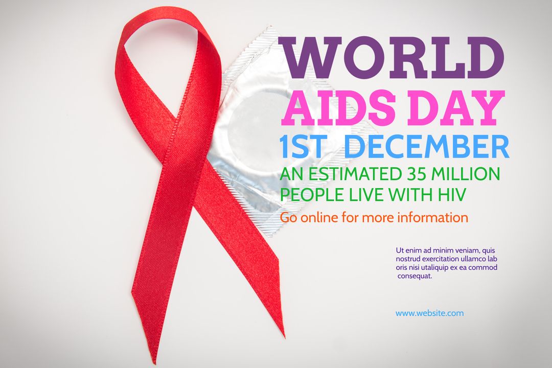 World AIDS Day Awareness Red Ribbon and Condom Symbol
