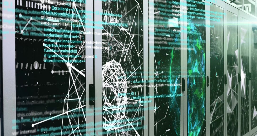 advanced data network animation across server racks in data center - Free Images, Stock Photos and Pictures on Pikwizard.com