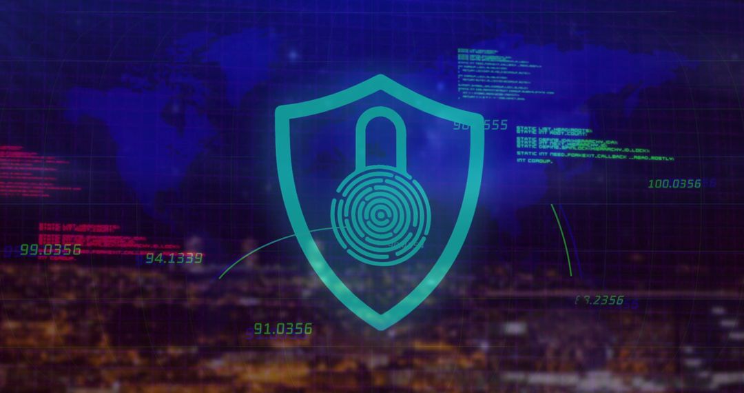 Digital Security Concept with Data and World Map Overlay