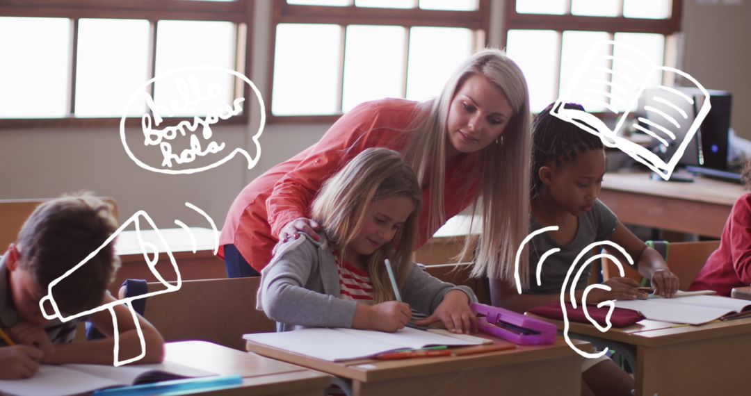 Creative Learning in Classroom with Teacher and Young Students