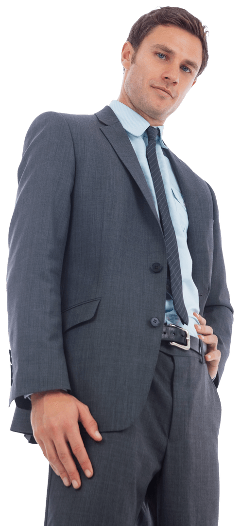 Confident Businessman in Professional Attire Standing Tall Transparent Background