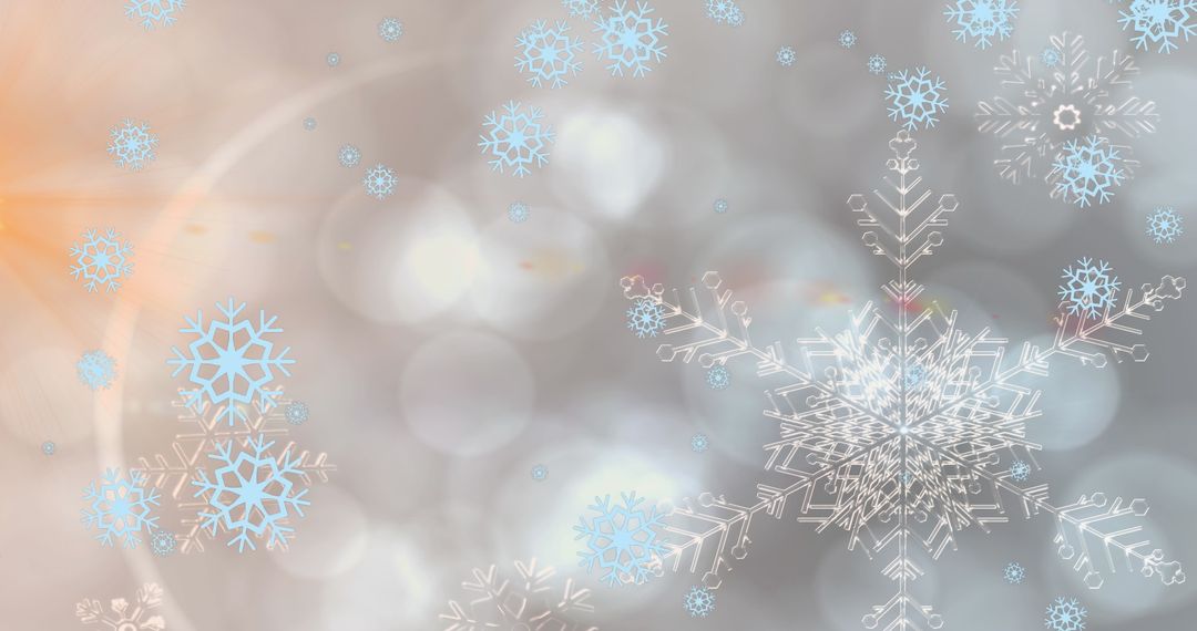 Falling Snowflake Overlay with Gentle Bokeh Lights