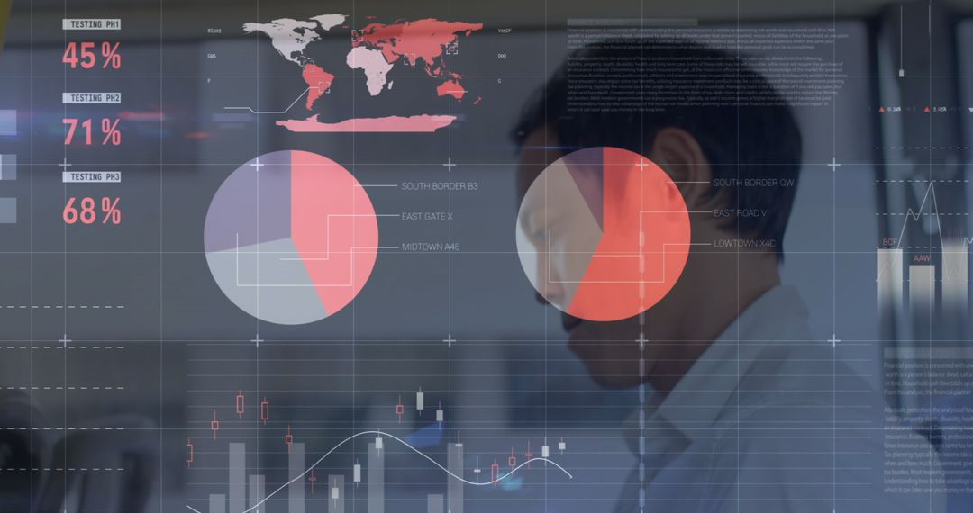 Businessman Analyzing Data on Transparent Interface