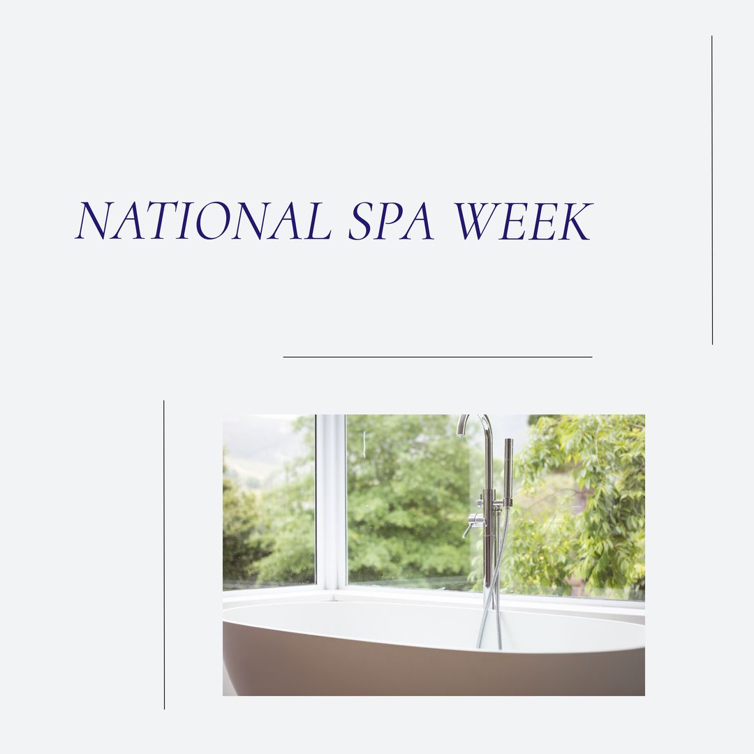 Composition of national spa week text over bath - Download Free Stock Templates Pikwizard.com