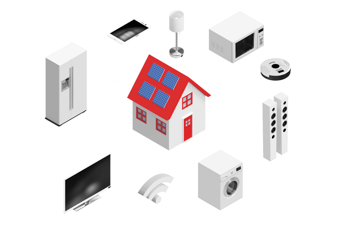 Digital Smart Home Connectivity Illustration on Transparent Background