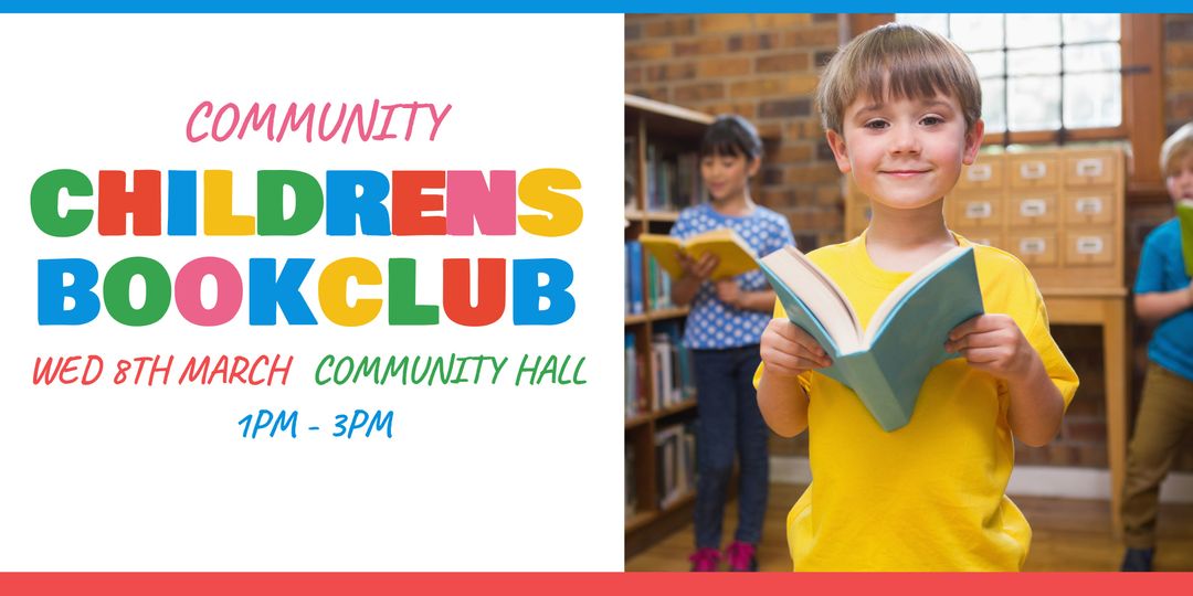 Child Enthusiastically Displaying Book at Children's Book Club Event