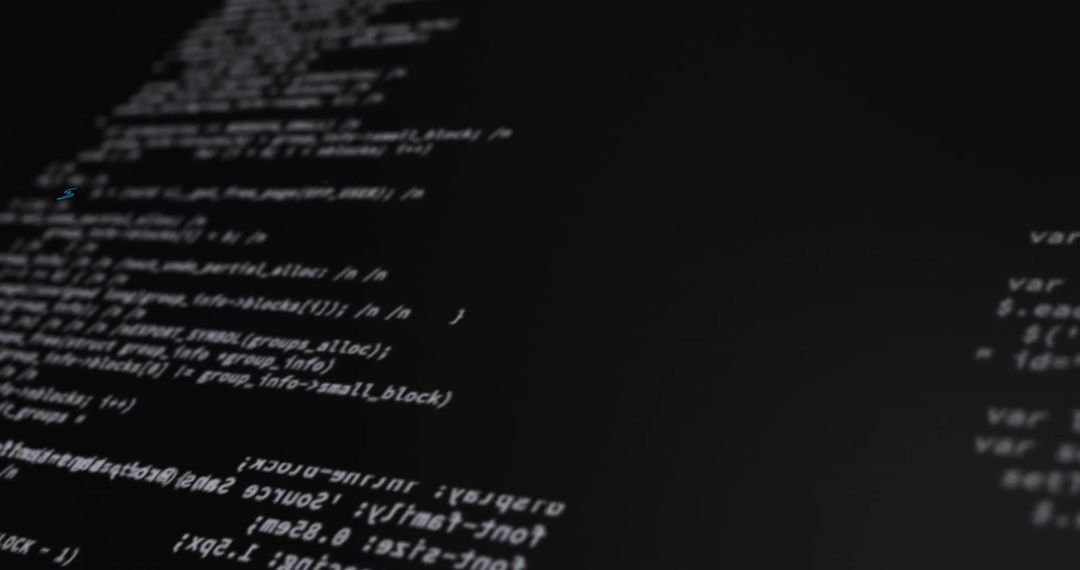 Digital Code Display on Black Background