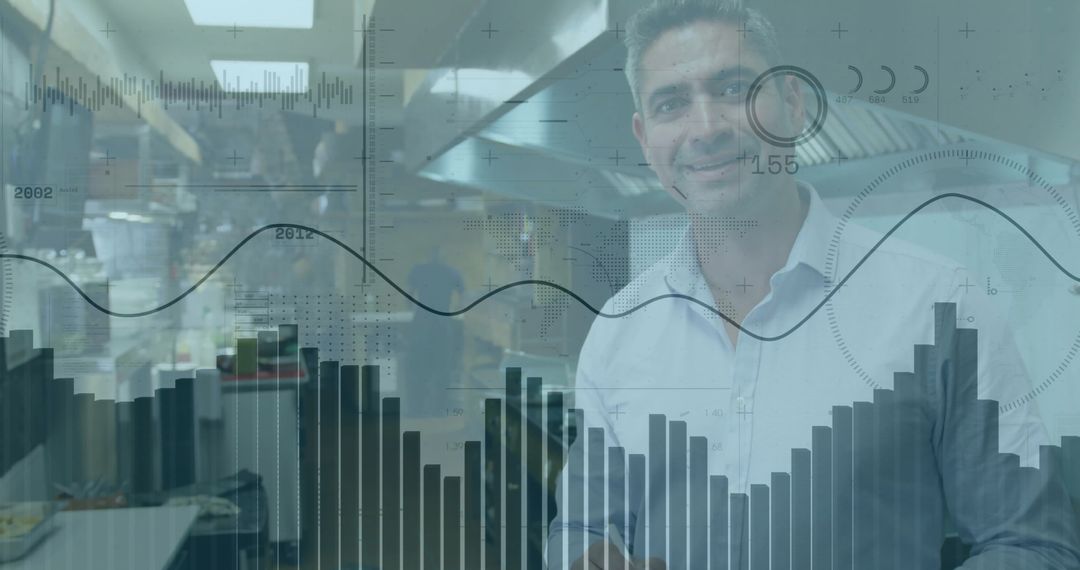 Businessman Analyzing Data on Transparent Screen