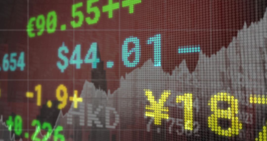 Financial Graphs and Figures Over Cityscape Highlighting Global Economy