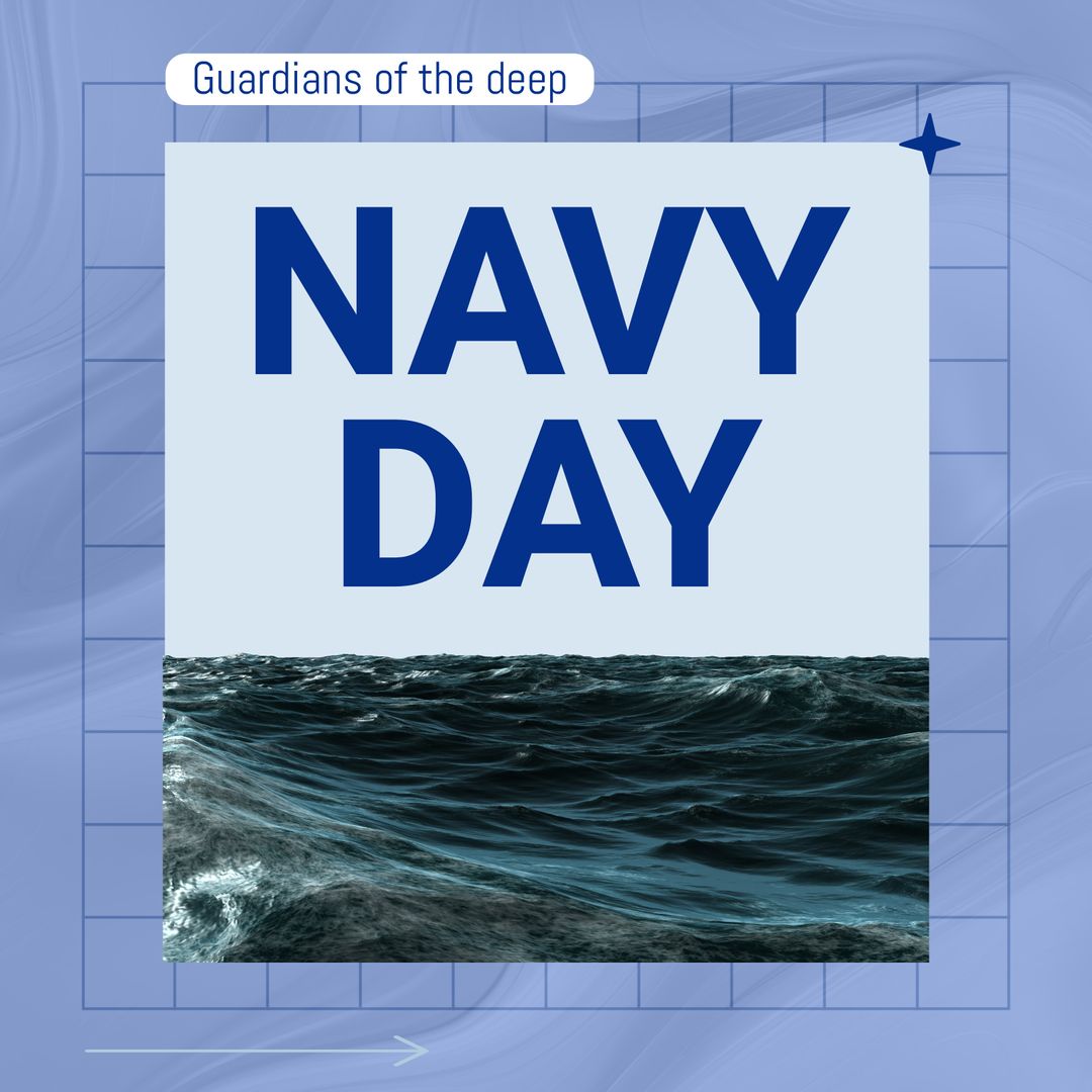 Navy Day Concept with Ocean Waves and Text Banner