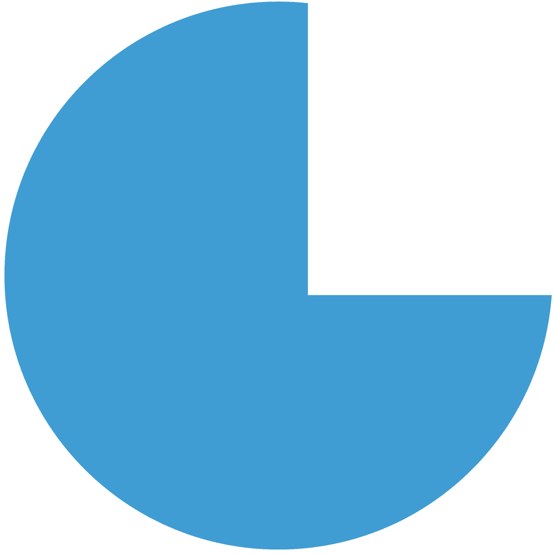 Blue Three-Quarter Circle Design on Transparent Background