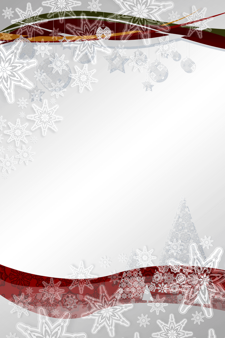 Transparent Christmas Snowflakes and Ornamentulated Decorations Background