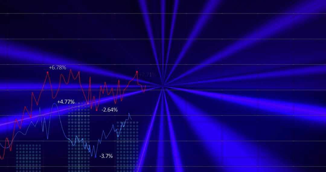 Abstract Blue Light Trails with Data Processing Overlay