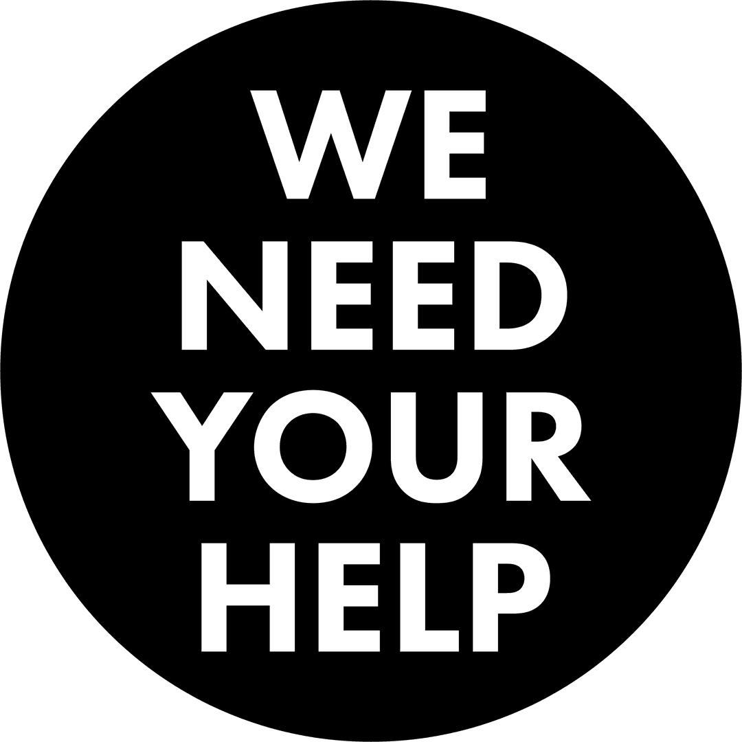 We Need Your Help Text on Transparent Background