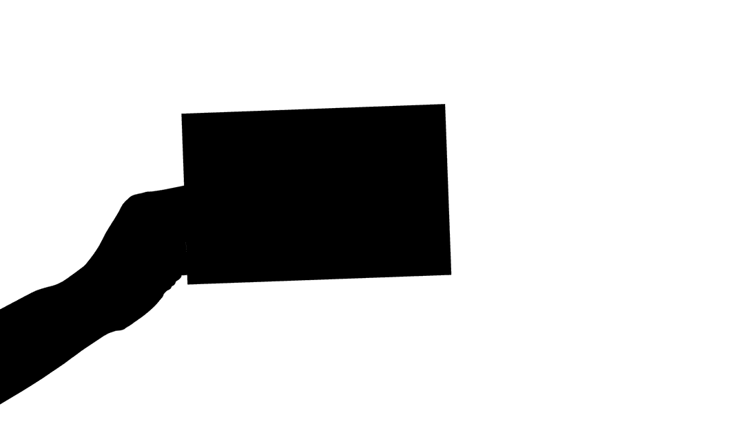 Transparent Silhouette of Hand Holding Blank Card for Message