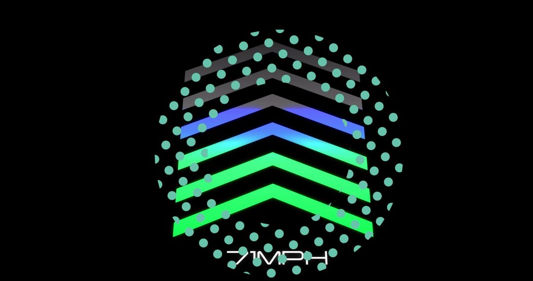 Abstract Circle with Green Dots and Speedometer