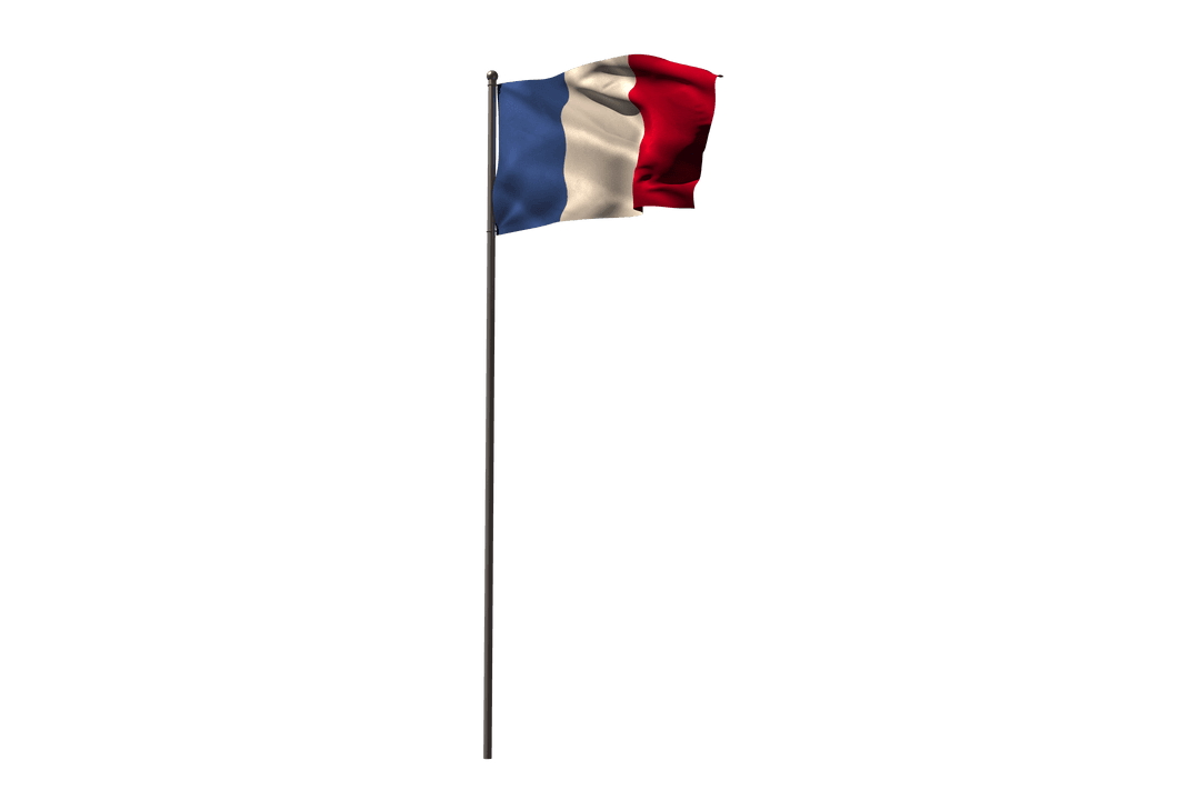 French Flag Waving on Transparent Background