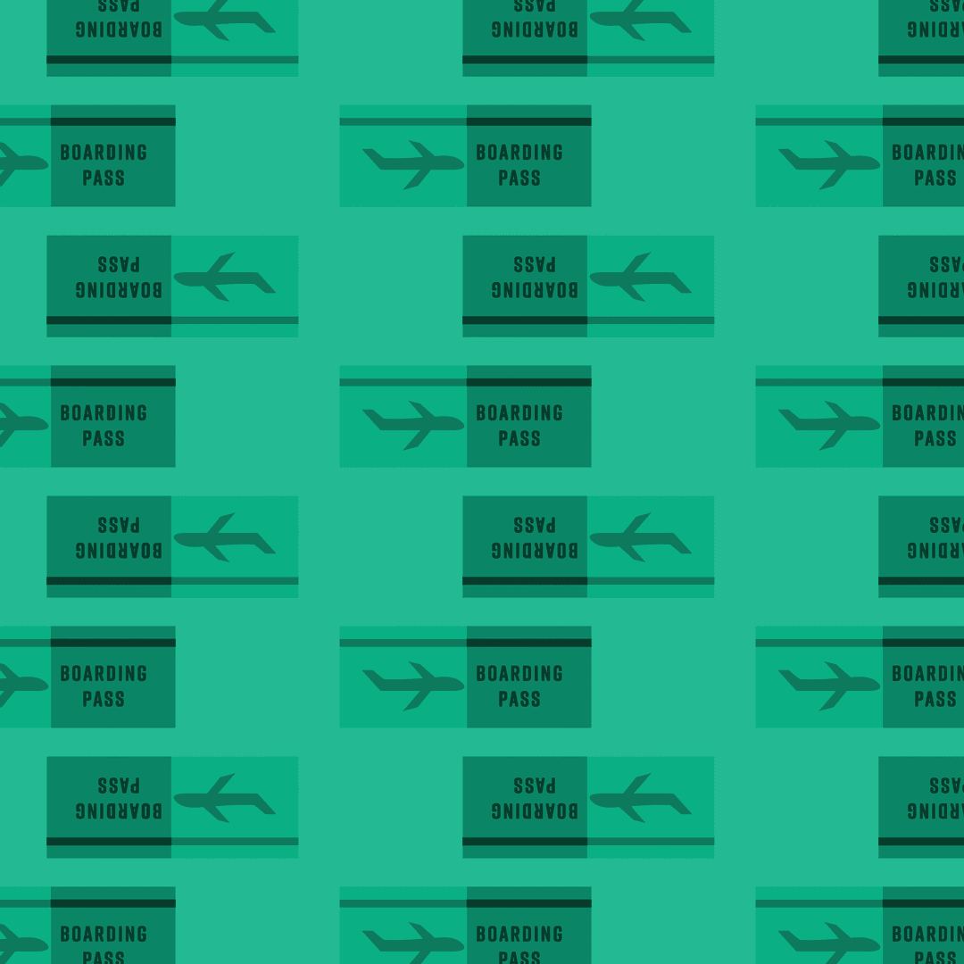 Pattern of Boarding Pass Texts on Transparent Background