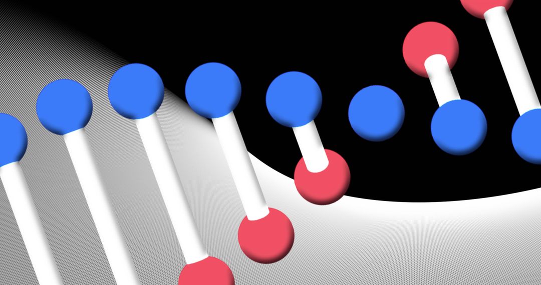 Abstract DNA Strand on Black and White Background