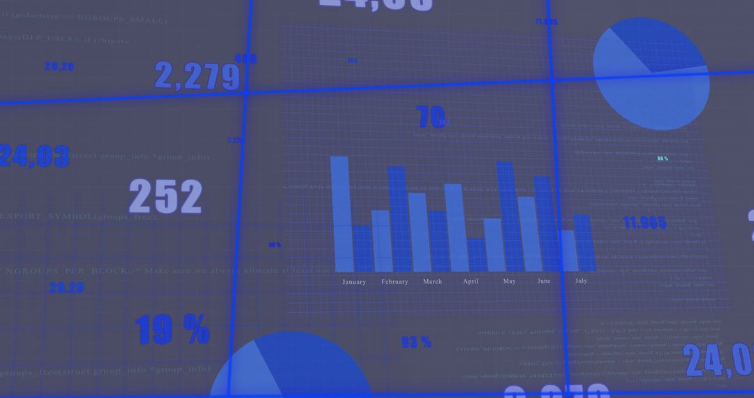 Financial Data Visualization On Grey Tech Background