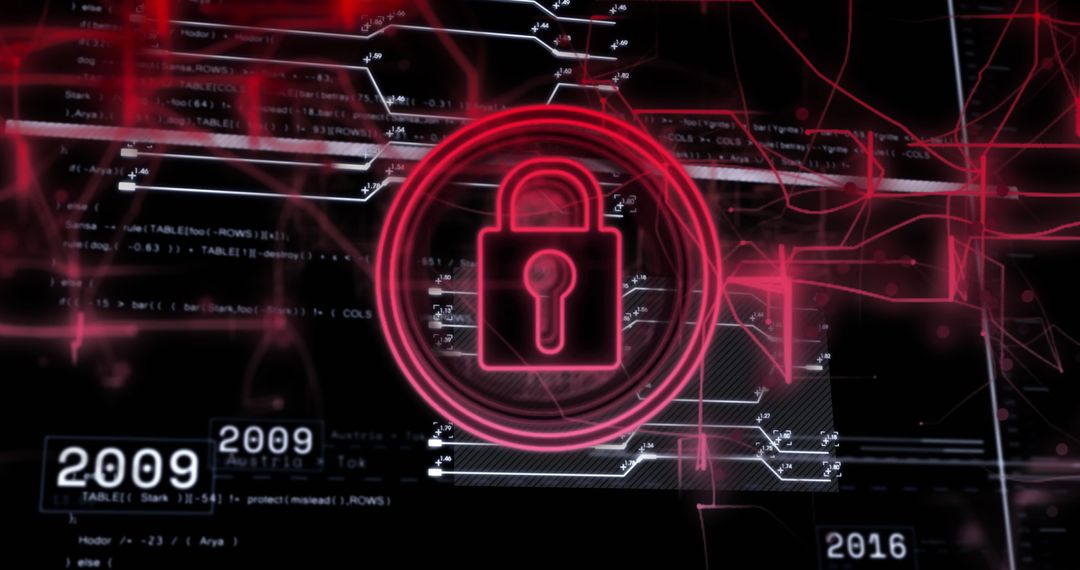 Cybersecurity Padlock Symbol with Data Background