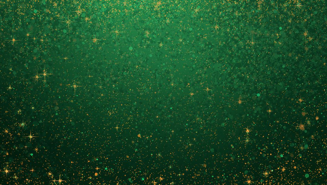 Shimmering Emerald Gradient with Gold Sparkle and Bokeh Holiday Backdrop