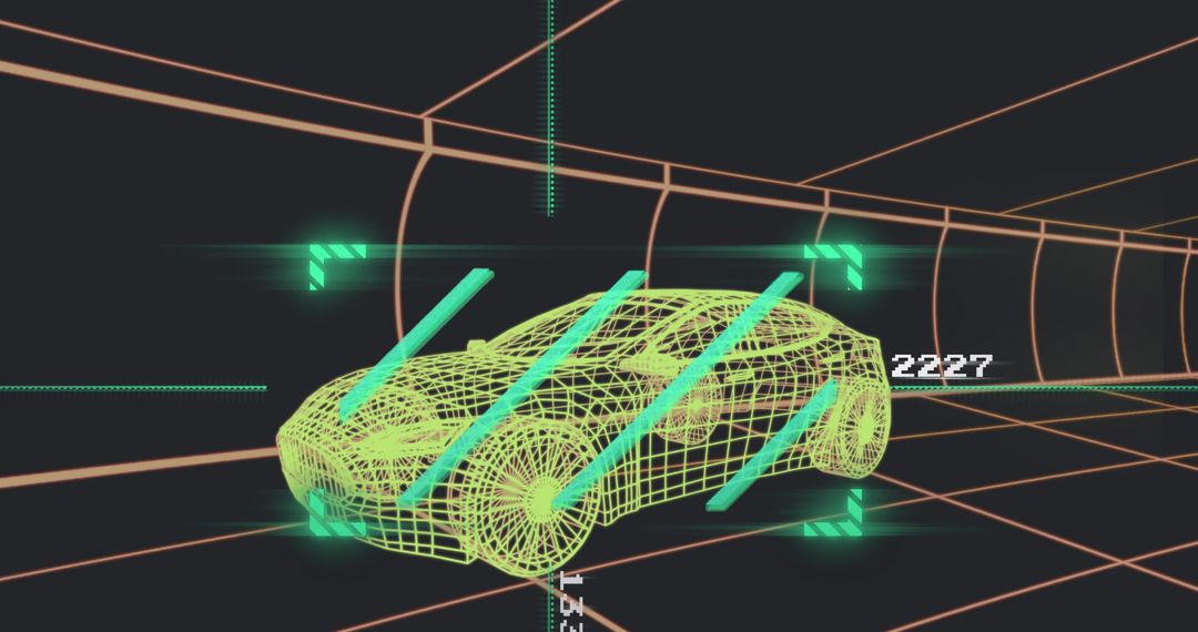 Virtual Car Model with Futuristic Scanner in Digital Tunnel