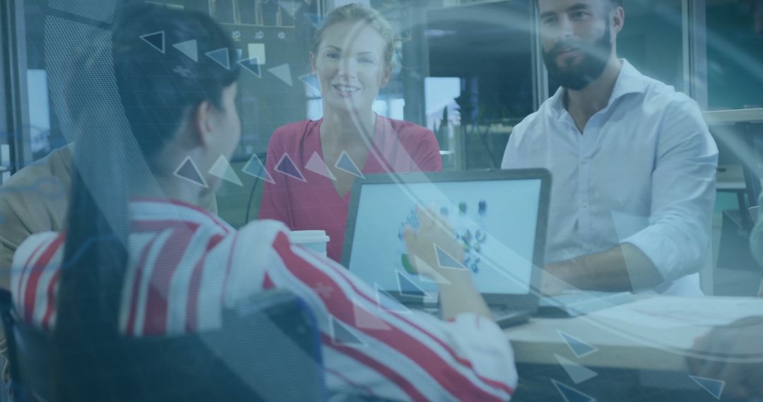 Diverse Team Collaborates on Business Strategy with Digital Interface