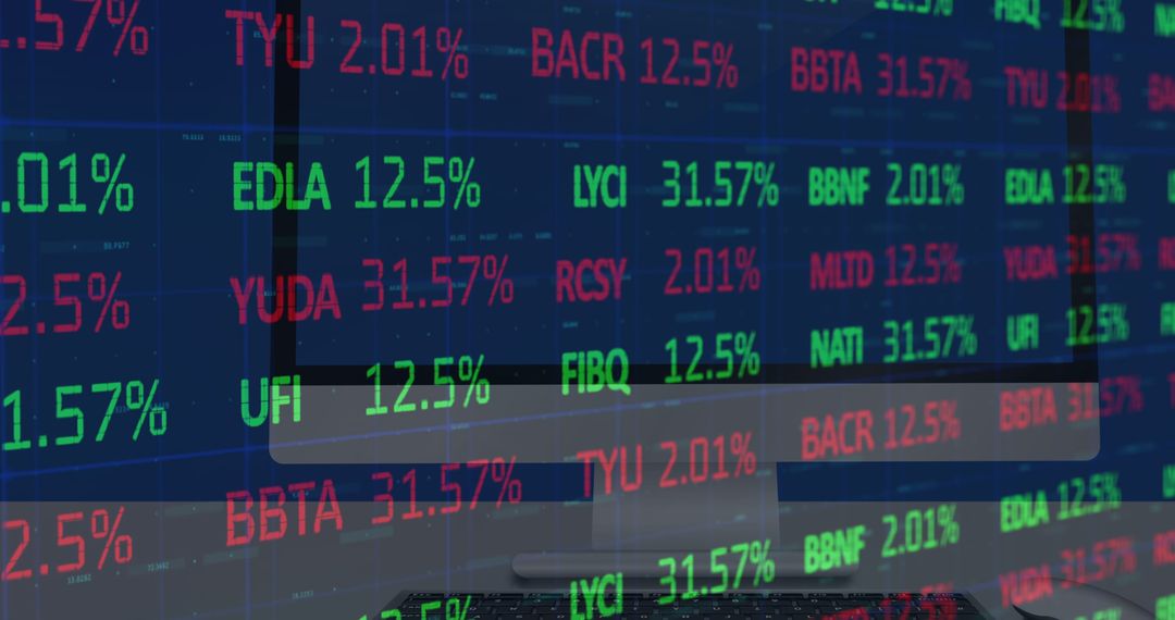 Stock Market Data Projecting on Desktop Computer Screen