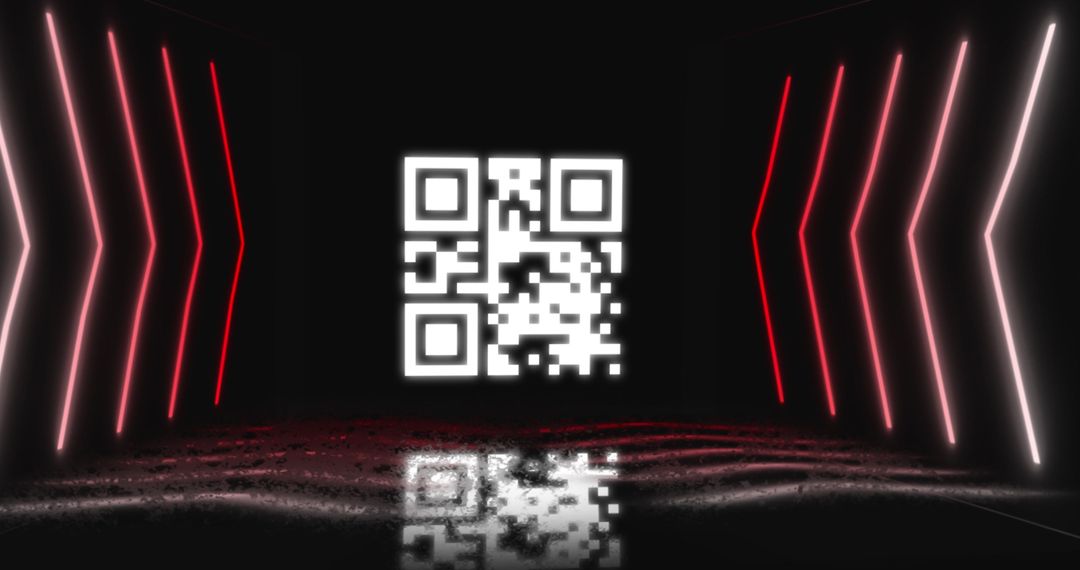 Glowing QR Code in Neon Lit Environment