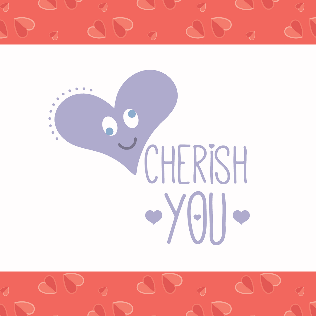 Whimsical Heart Illustration with Cherish You on Transparent Background