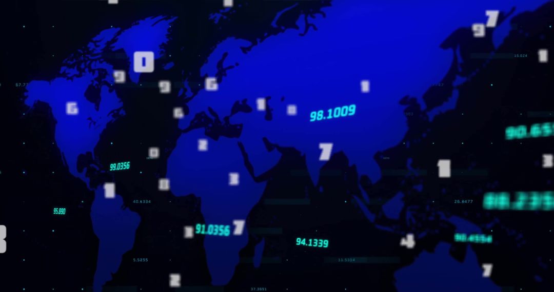 Global Data Visualization on Digital World Map Technology Background