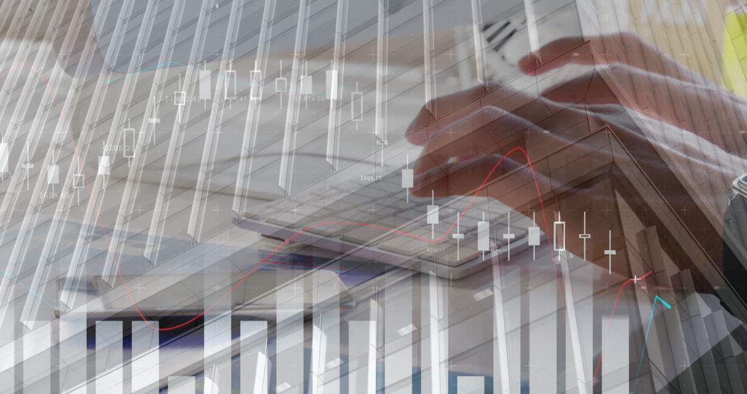 Digital Interface with Hands Typing in Modern Office Atmosphere