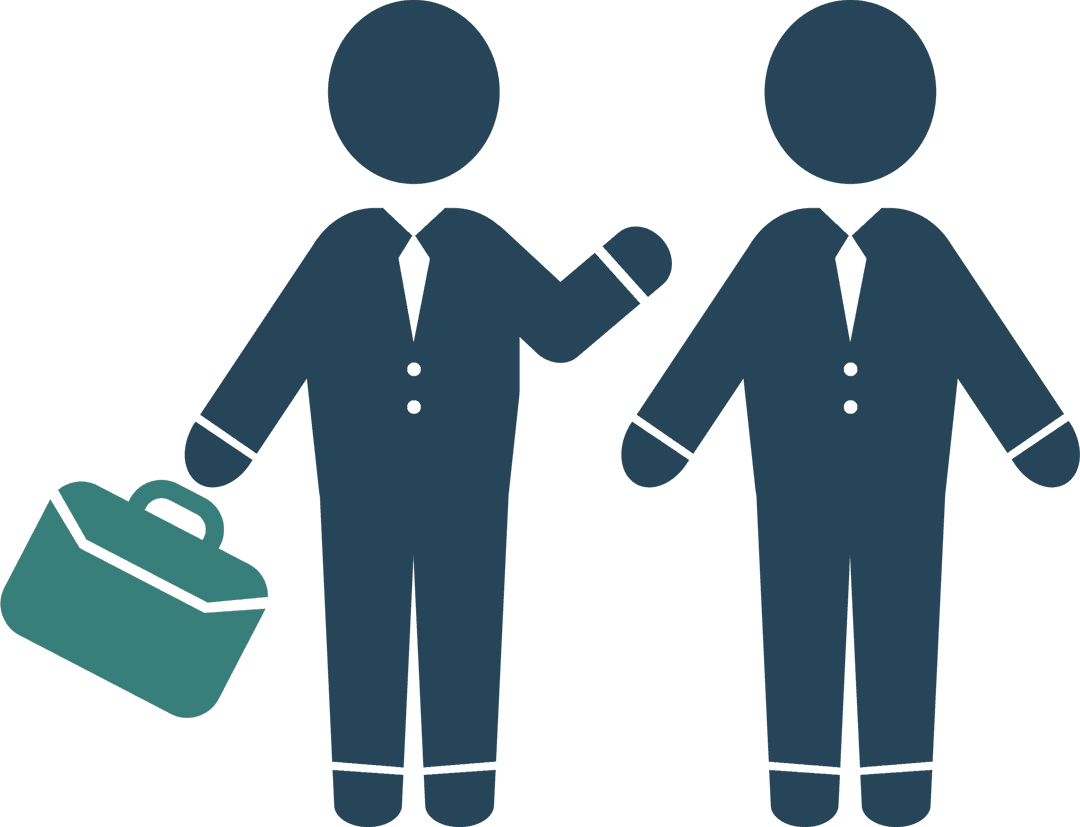 Transparent Leadership Concept with Two Stick Figures in Business Attire