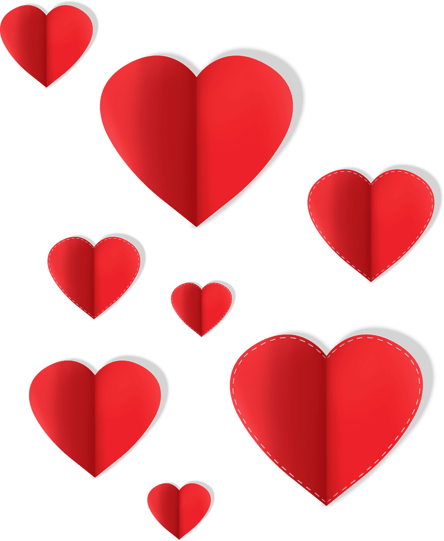 Transparent Background Red Hearts Illustrating Love Sentiment