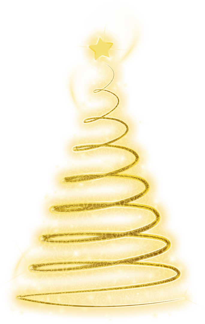 Transparent Shimmering Yellow Christmas Tree Illustration