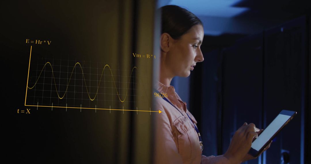 IT Technician Analyzing Data on Digital Tablet Among Servers