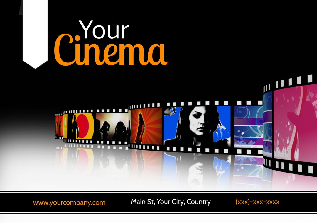 Vibrant Cinema-Themed Template with Film Strip Design