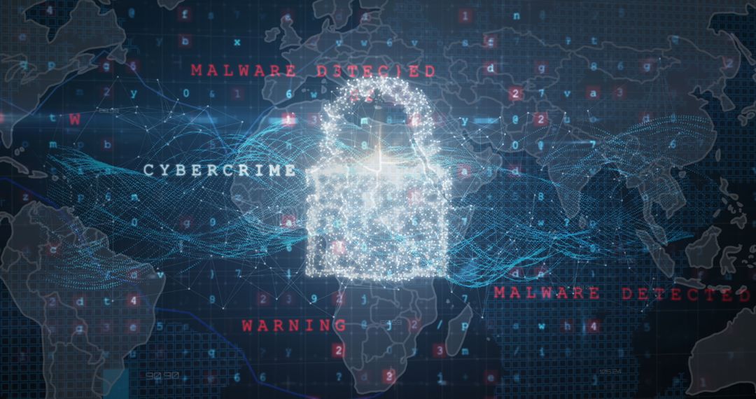 Cybersecurity Network with Futuristic Digital Lock