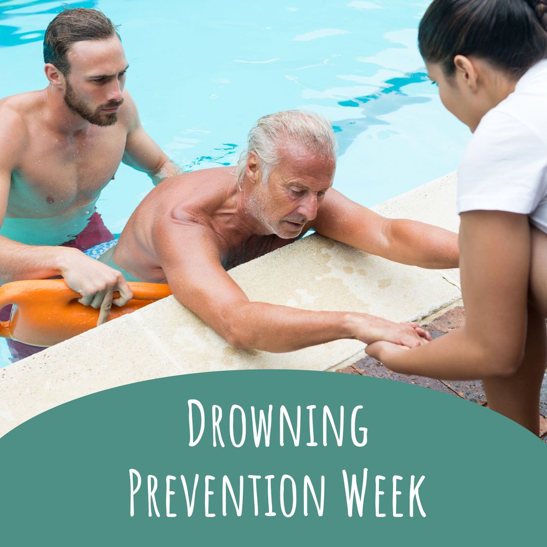 Lifeguards Assisting Senior During Drowning Prevention Week
