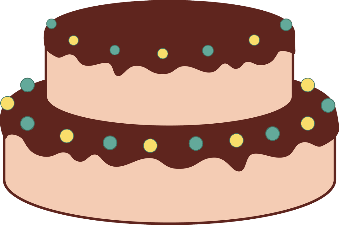 Two-Tier Chocolate Drip Cake with Sprinkles Transparent Design