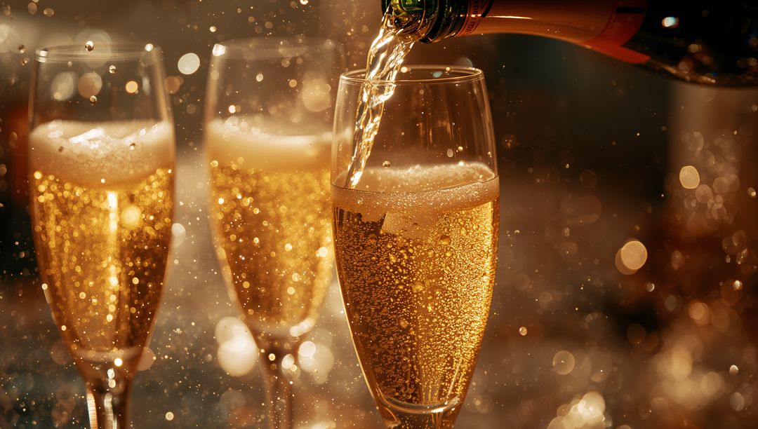Pouring Champagne Creating Festive Bubbles in Elegant Glasses