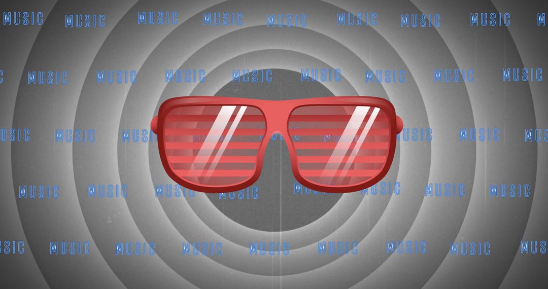 Retro Party Vibes with Red Sunglasses and Music Theme